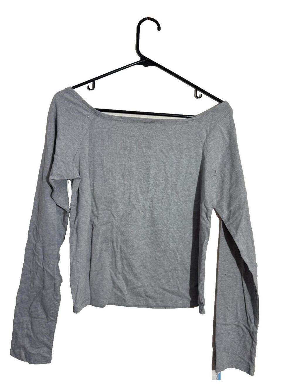 Modern Lux Womens LA Off Shoulder Long Sleeve Graphic Shirt XS Heather Gray NWT - Picture 4 of 4